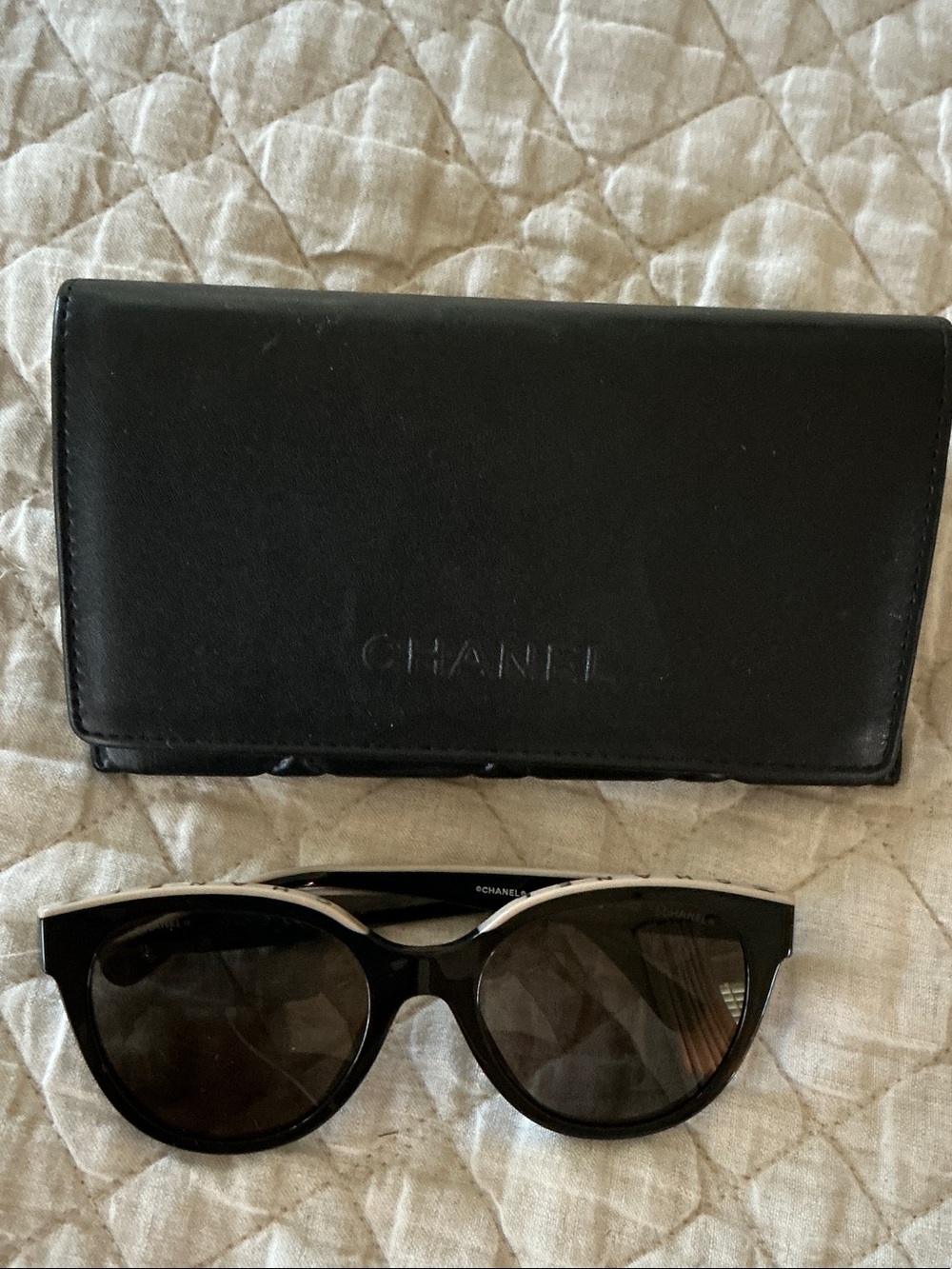 CHANEL Black Cat-Eye Women's Sunglasses with Case